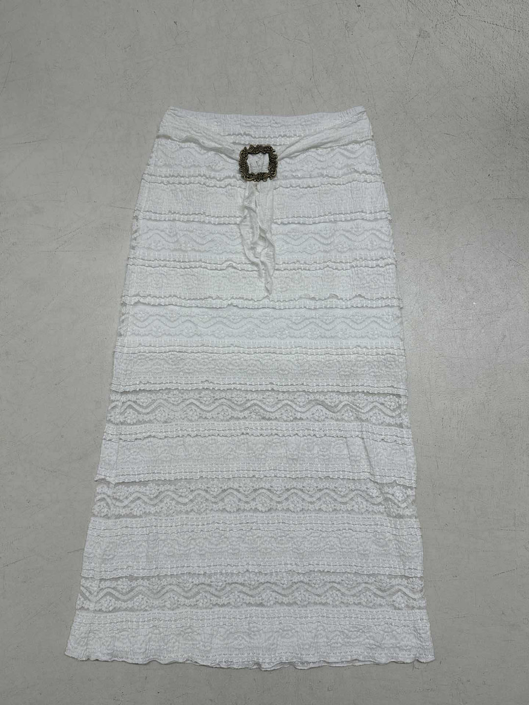 Damen Midirock mit elegantem Rüschensaum und dekorativem Taillengürtel EB
