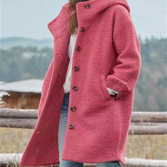 Damen lässiger Oversized-Fleece-Mantel mit praktischen Taschen EB