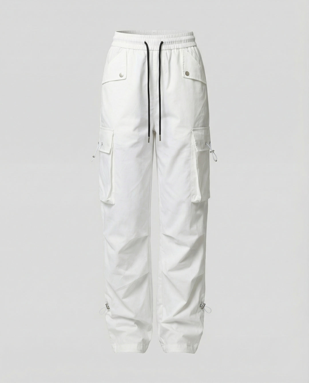 Damen nan weite Cargo-Hose mit elastischem Bund, großen Klappentaschen und verstellbarem Saum EB