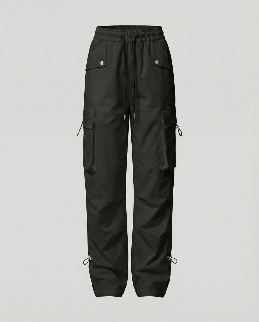 Damen nan weite Cargo-Hose mit elastischem Bund, großen Klappentaschen und verstellbarem Saum EB
