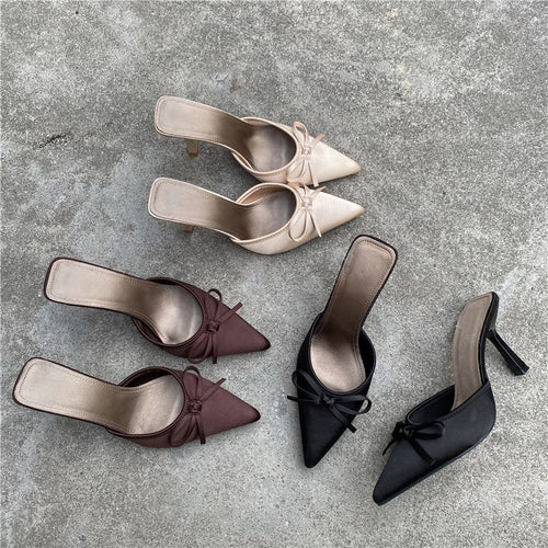 Damen elegante Slingback-Pumps mit feiner Schleifenverzierung EB