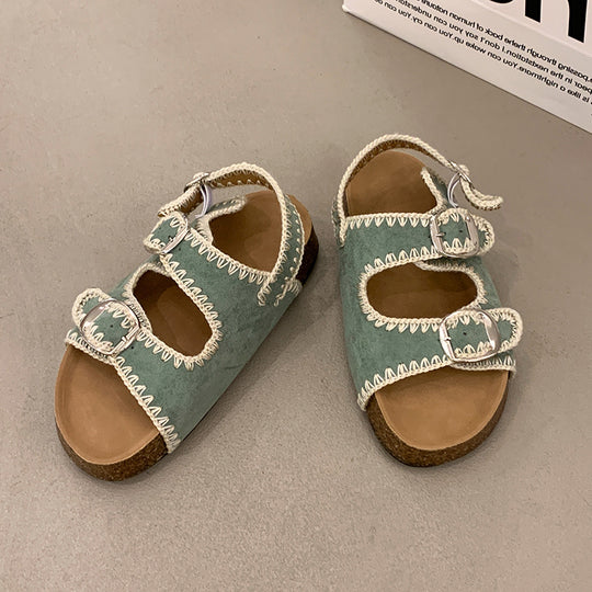Damen bequeme Sandalen mit verstellbarem Schnallenverschluss und ergonomischem Fußbett EB