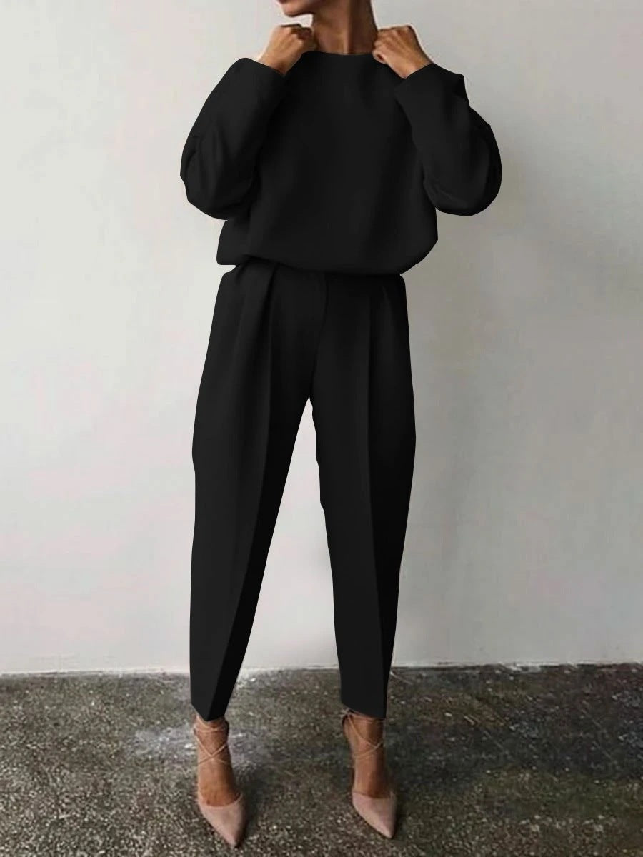 Damen Lässiges Zweiteiliges Set mit weitem Schnitt und stylischen Details EB