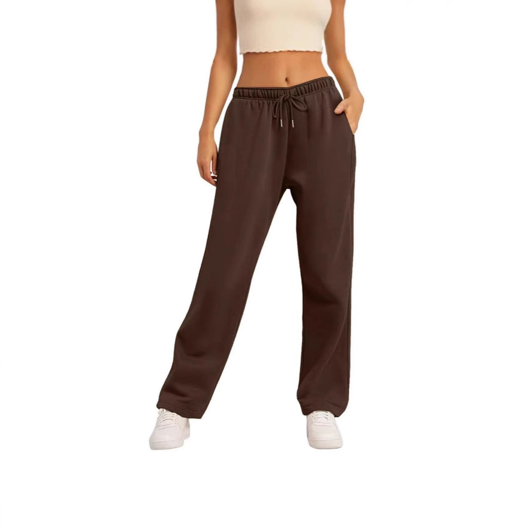 Damen nan weite High‑Waist Loungewear‑Jogginghose mit elastischem Bund Kordelzug und Seitentaschen EB
