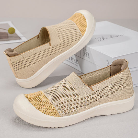 Damen Modische Slip-On Sneakers mit rutschfester und atmungsaktiver Strickoberfläche EB