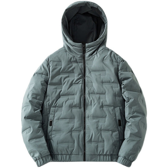 Herren nan isolierende Kapuzen-Steppjacke mit geprägtem Quadratmuster und elastischen Bündchen EB