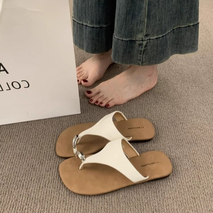 Damen Zehentrenner-Sandalen mit modischen Riemen und komfortablem Fußbett EB