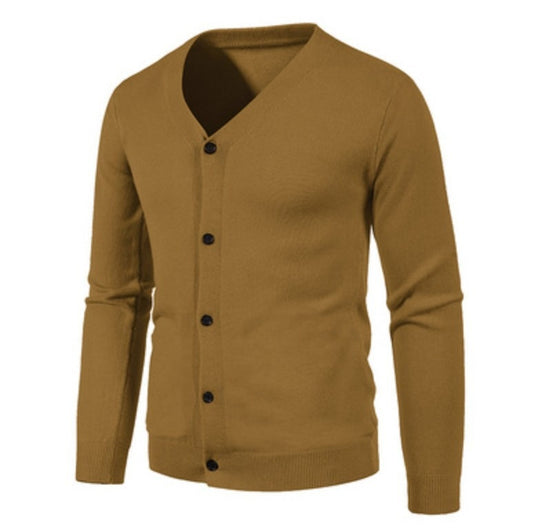 Herren stilvolle Strickjacke mit tiefem V-Ausschnitt und Knopfleiste EB