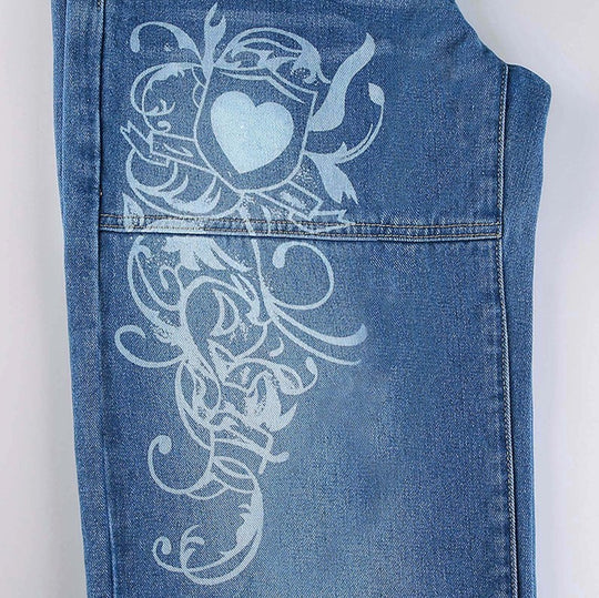 Damen weite Jeans mit einzigartigem grafischen Design EB