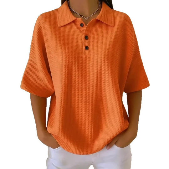 Damen sportliches Poloshirt aus Waffelpiqué EB