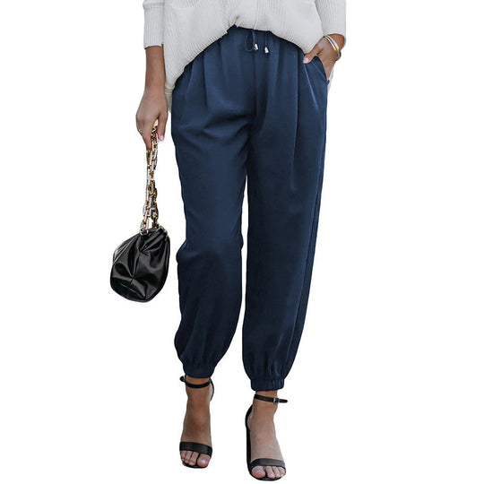 Damen Lässige Freizeithose mit Elastischem Bund und Praktischen Taschen EB