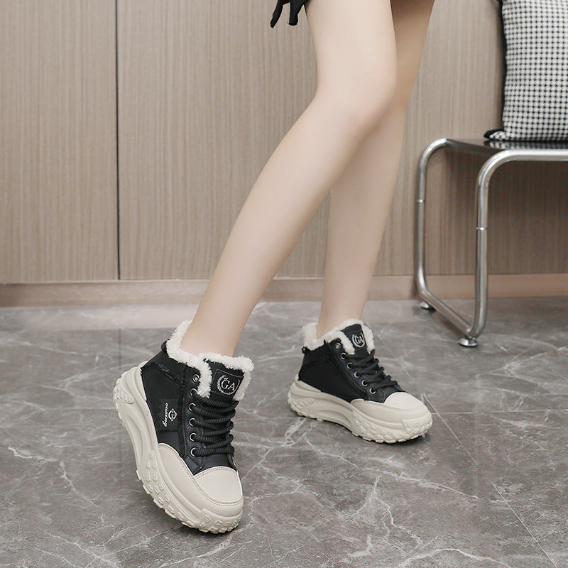 Damen High-Top Winter Sneakers mit flauschigem Innenfutter und rutschfester Sohle EB