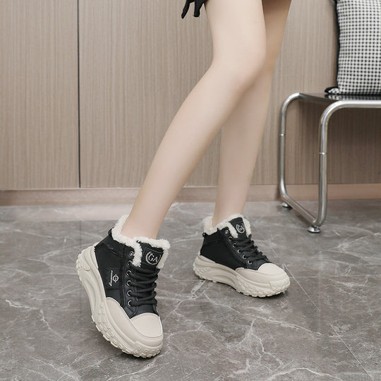 Damen High-Top Winter Sneakers mit flauschigem Innenfutter und rutschfester Sohle EB