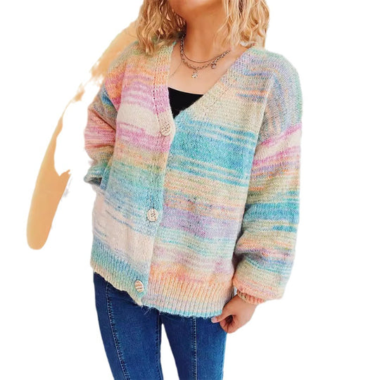 Damen grob gestrickter Cardigan mit modischem Knopfdesign und weichem Material EB