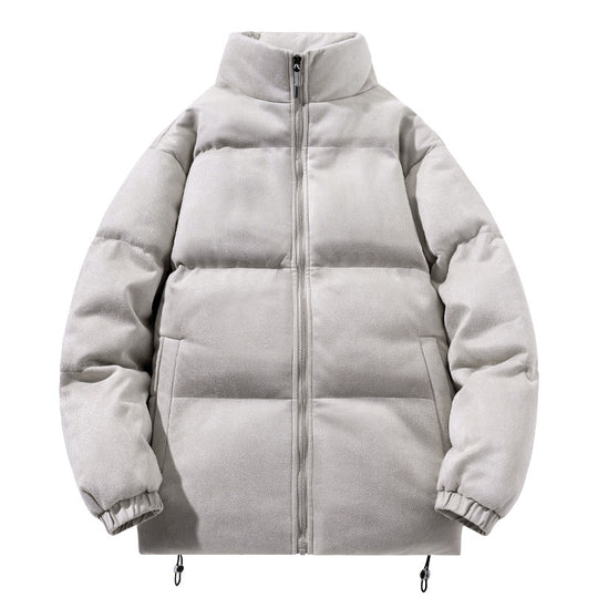 Herren breite Blocksteppjacke mit wattierter Thermofüllung, hohem Stehkragen und Kordelzugsaum EB