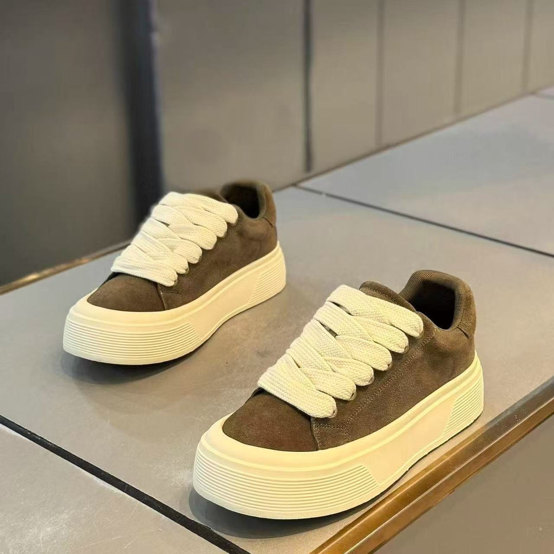 Damen Sneakers mit hoher Plattform und breiter Schnürung EB