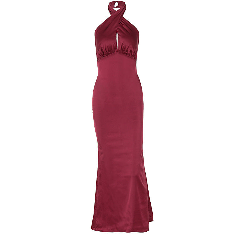 Damen Elegantes Maxikleid mit raffinierter Wickeloptik und schulterfreiem Design EB
