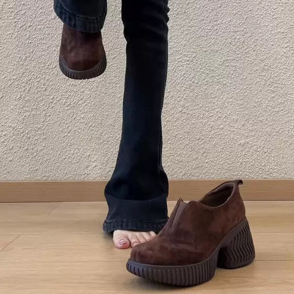 Damen Chunky Slipper mit breiter Gummisohle und elastischem Einschlupf EB