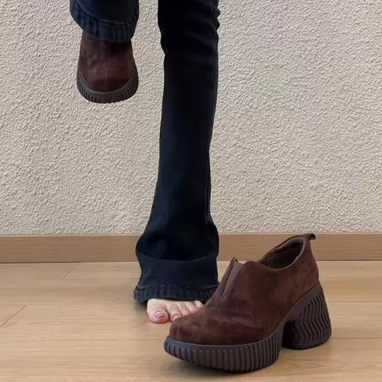 Damen Chunky Slipper mit breiter Gummisohle und elastischem Einschlupf EB