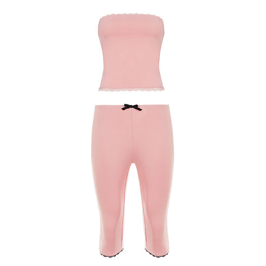 Damen Schlafanzug-Set mit Bustier und Capri-Hosen EB