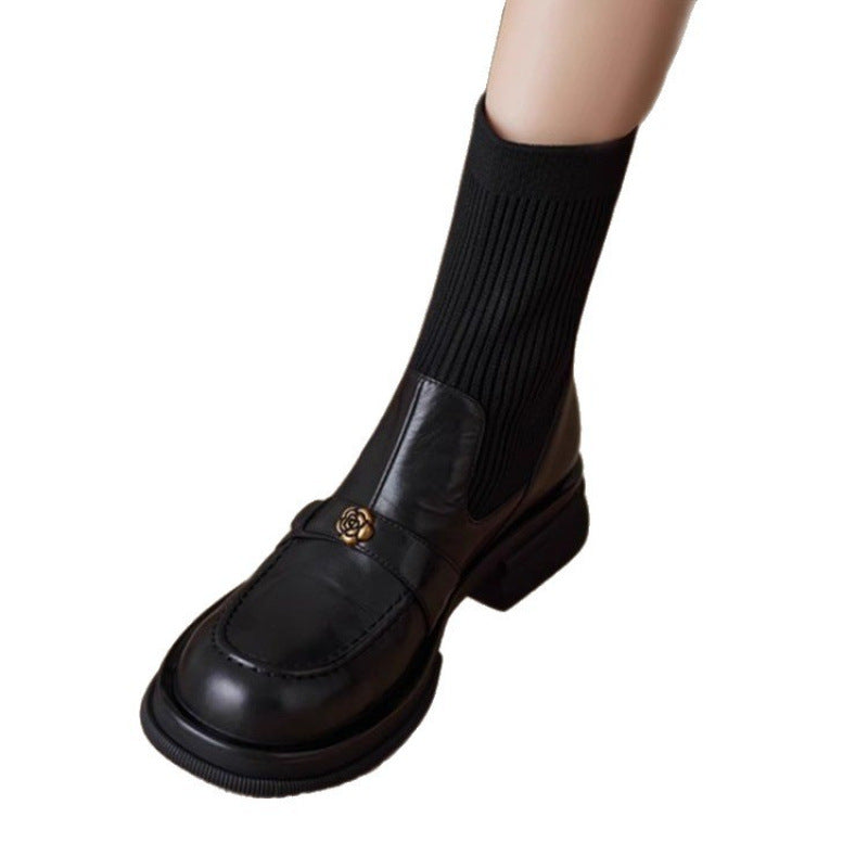 Damen Elegante Stiefel mit atmungsaktivem Strickschaft und modischem Detail EB