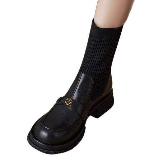 Damen Elegante Stiefel mit atmungsaktivem Strickschaft und modischem Detail EB