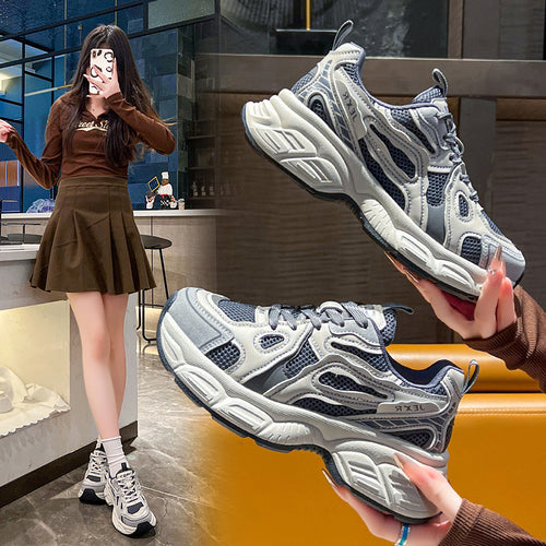 Damen Sportliche Chunky Sneakers mit atmungsaktiver Netzoberfläche EB