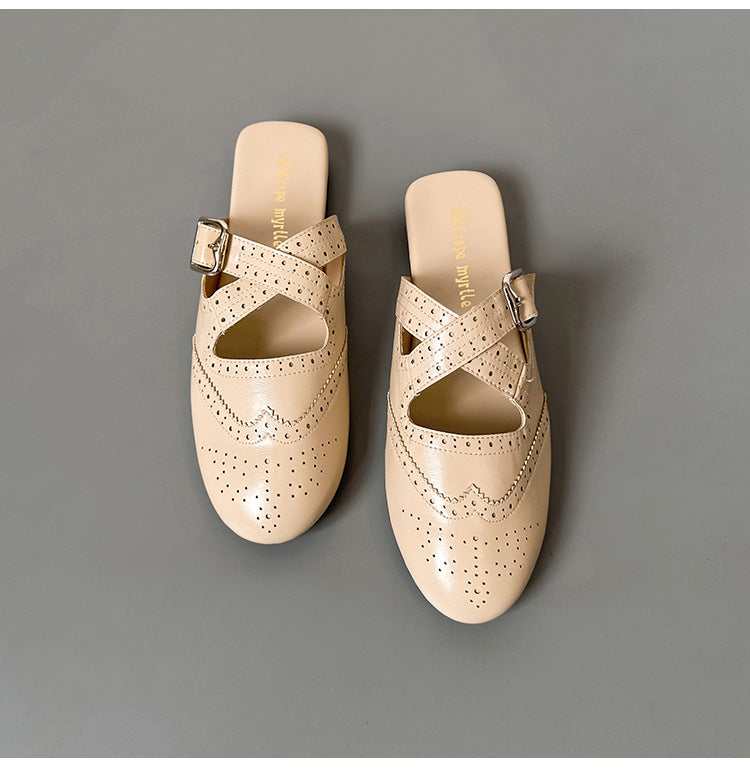 Damen modische Slipper mit elegantem Riemchen EB