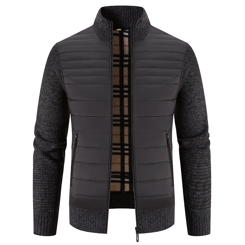 Herren gesteppte Hybridjacke mit Strickärmeln und modernem Stehkragen EB