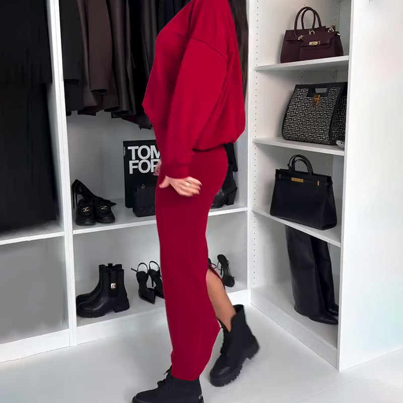 Damen Oversized Pullover und Maxi-Rock Set EB