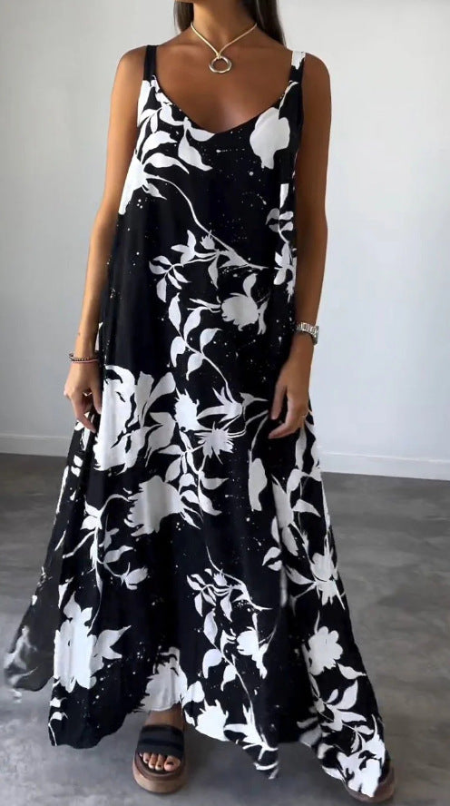 Damen Maxikleid mit fließendem Schnitt und floralem Design EB