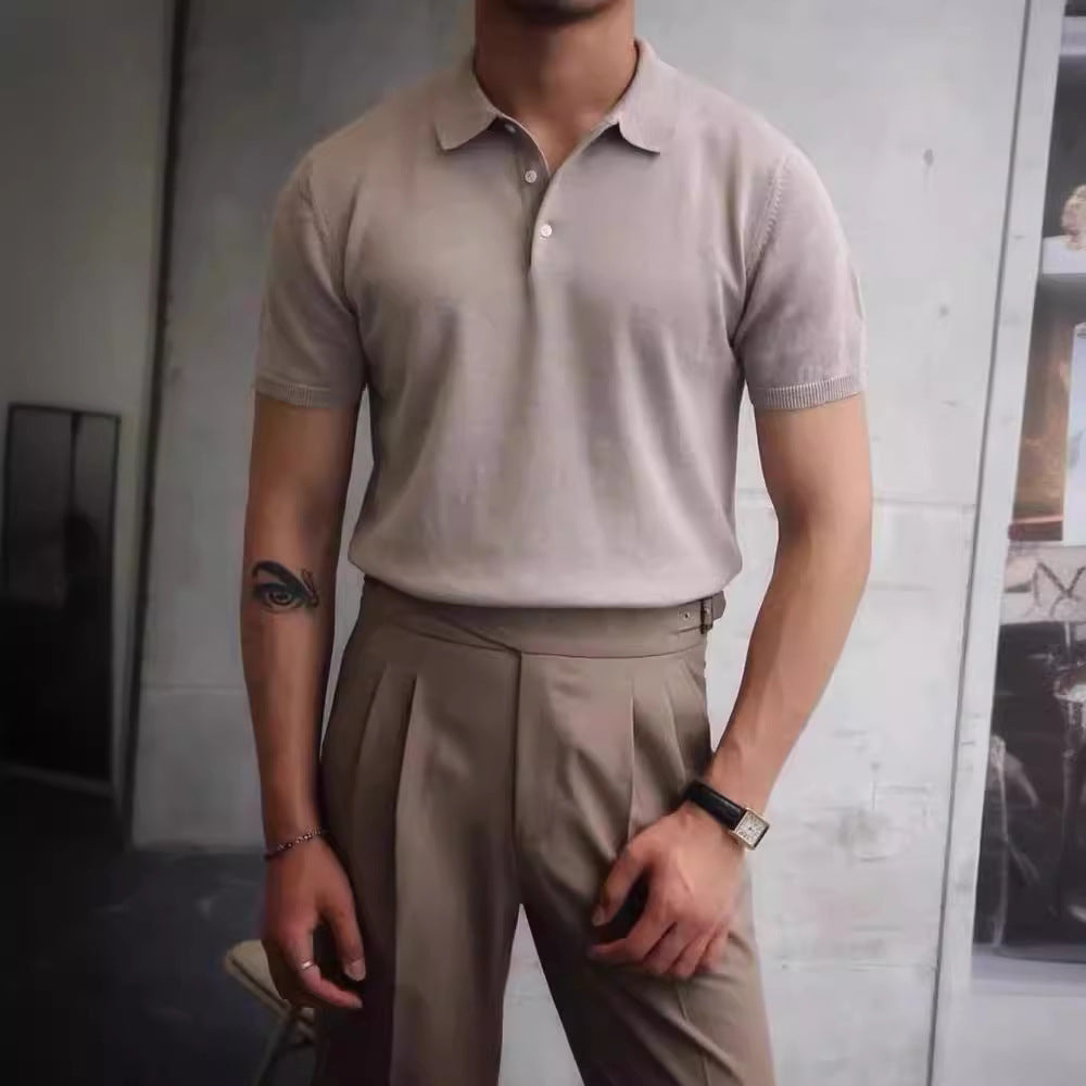 Herren nan Premium-Feinstrick-Poloshirt mit offenem Hemdkragen und dezenter Knopfleiste EB