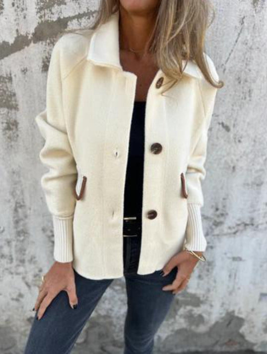 Damen gemütliche Cardigan-Jacke mit Knöpfen EB