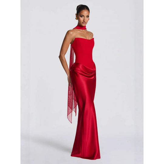 Damen Elegantes Cocktailkleid mit Herzausschnitt und fließendem Rockteil EB