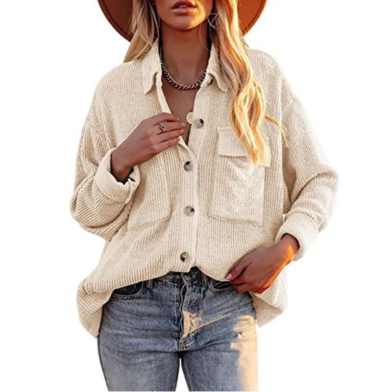 Damen Oversized Hemdbluse mit strukturiertem Design und Knopfdetails EB