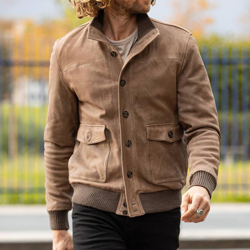 Herren elegante Wildlederjacke mit modernen Details EB