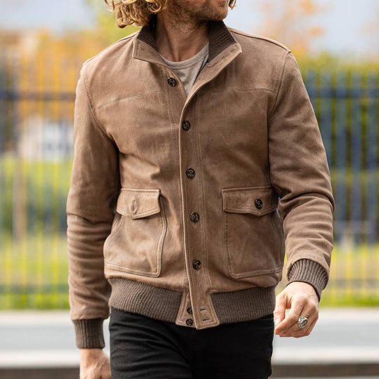 Herren elegante Wildlederjacke mit modernen Details EB