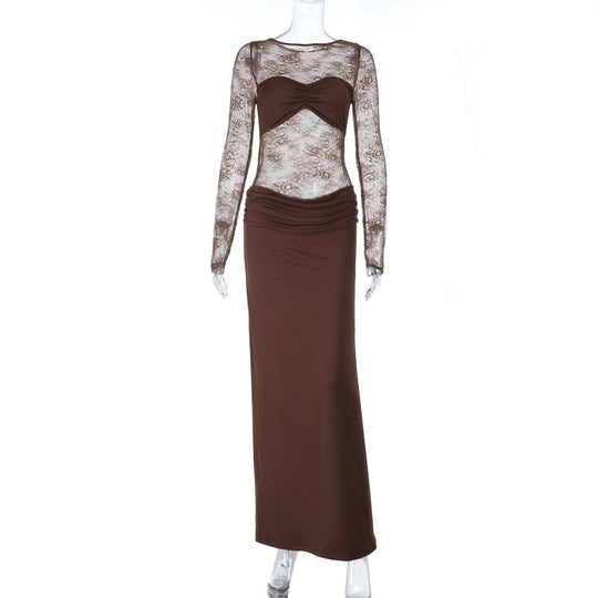 Damen Spitzenkleid mit figurbetontem Schnitt und eleganten Details EB