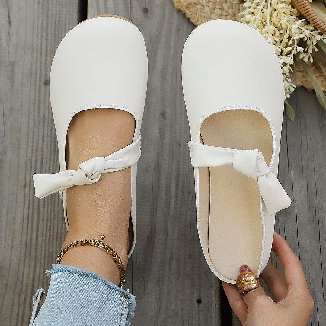 Damen Elegante und bequeme Ballerinas mit dekorativem Knoten und Perlendetail EB