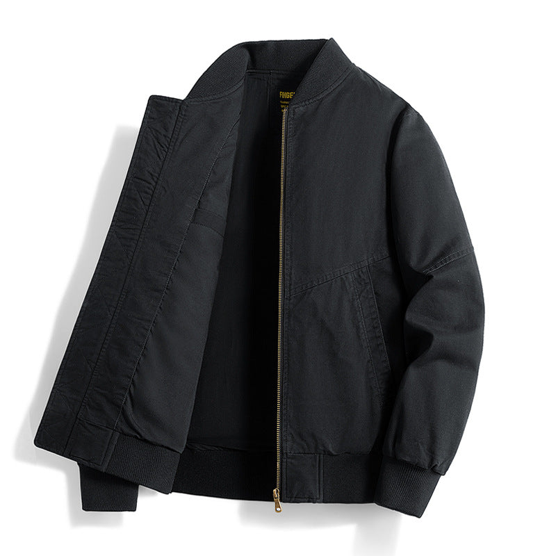 Men's  relaxed cotton-twill bomber jacket with reinforced seam panels and ribbed cuff hem EB