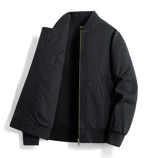 Men's  relaxed cotton-twill bomber jacket with reinforced seam panels and ribbed cuff hem EB