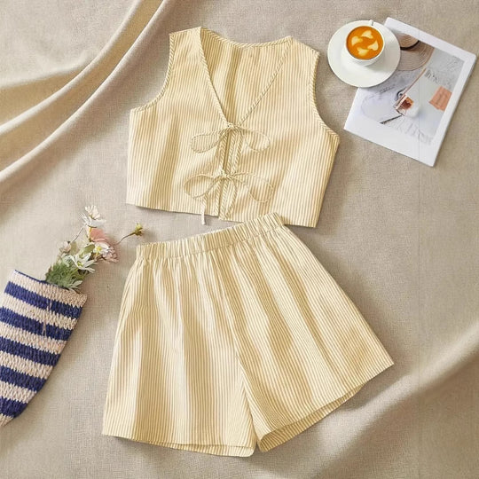 Damen Lounge-Wear Set mit Raffung und Rückenschnürung EB