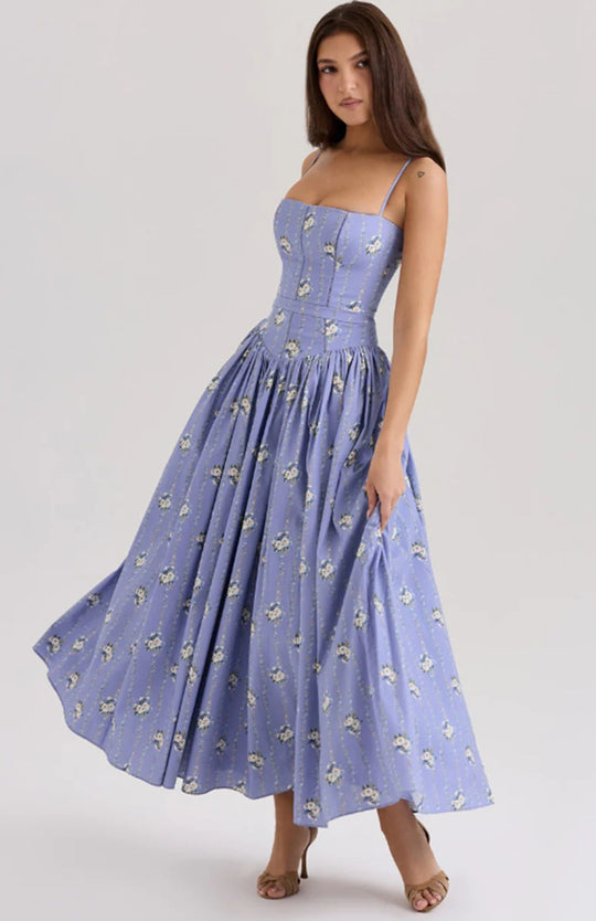 Damen nan tailliertes Maxikleid mit Korsettoberteil und feinen Spaghettiträgern EB