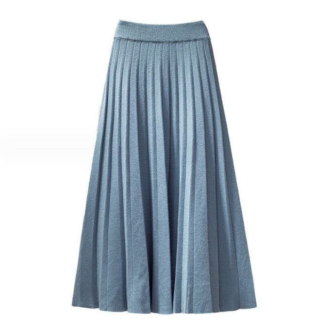 Damen Plissierter Maxi-Rock aus hochwertigem Strickstoff EB