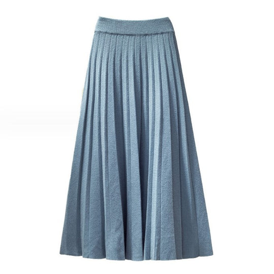 Damen Plissierter Maxi-Rock aus hochwertigem Strickstoff EB