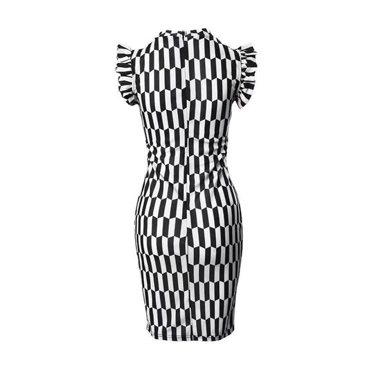 Damen Figurbetontes Kleid mit dekorativen Rüschendetails EB