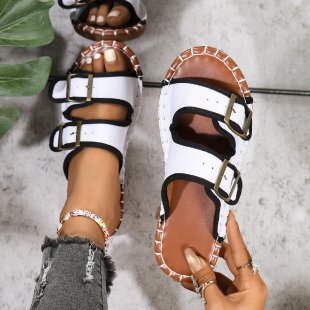 Damen offene Riemchensandalen mit verstellbaren Schnallen EB