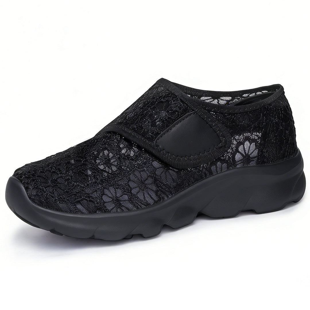 Damen Elegante und dekorative Slip-On Schuhe mit zusätzlichem Klettverschluss EB