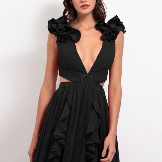 Damen Schwimmanzug mit voluminösen Rüschendetails und aufregendem Schnitt EB