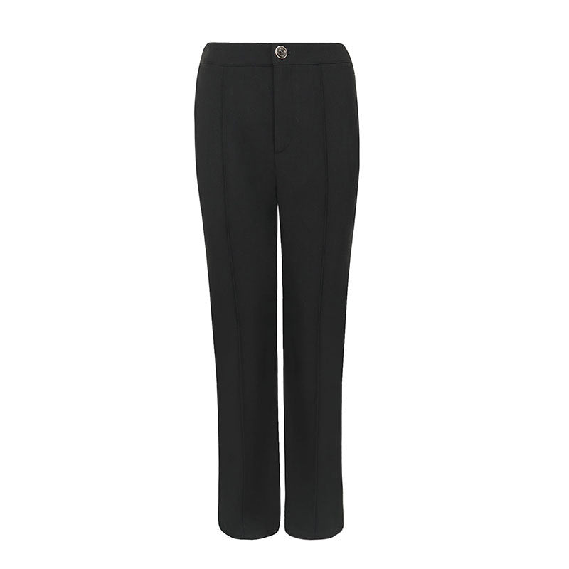 Damen elegante Business-Hose mit seitlichen Eingrifftaschen und schmalem Schnitt EB